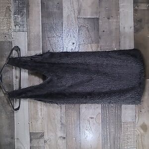 Forever 21 Black Fuzzy Sleeveless V-neck Dress Size Medium